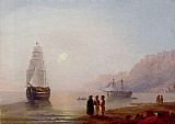 Famous Dusk Paintings - A Conversation On The Shore Dusk